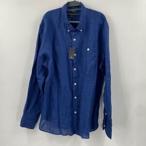 NWT Todd Snyder 100% linen blue check Button Down Shirt
